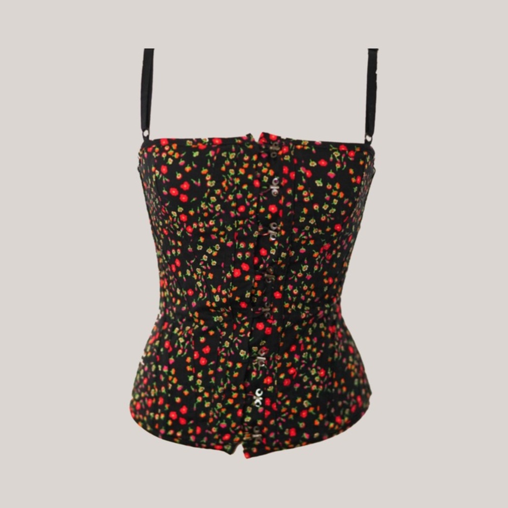 D&G Black and Red Vintage Floral Camisole Bustier Top size IT 44/Medium
